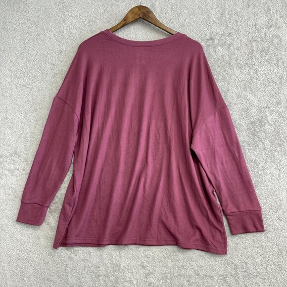 NEW Felina Women's L Long Sleeve Burgundy Knit Top Loose Fit - Picture 3 of 9